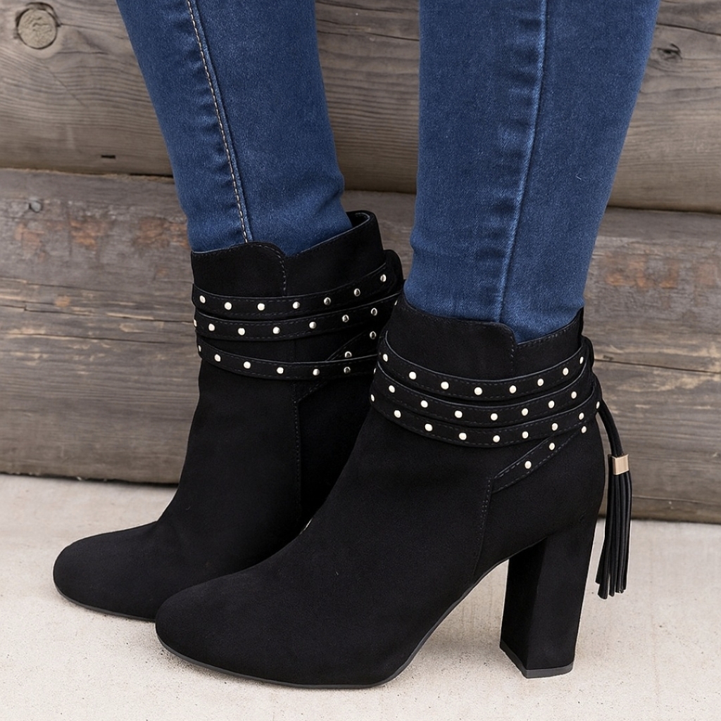 Bamboo New Miracle Boho Chic Tassel Fringe Block Heel Bootie Wms 8m